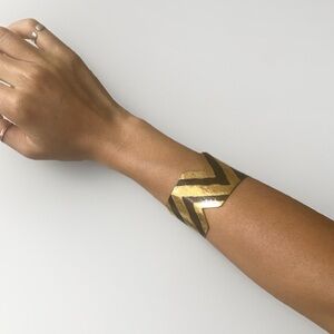 Rare Vintage Vaubel Gold Plated Stripe Cuff Bracelet Signed